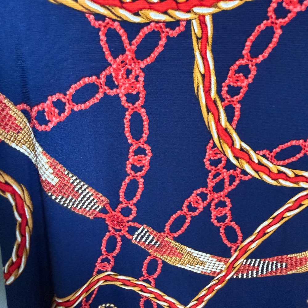 Apt. 9 Navy Dress with Red and Gold Chain Motif - Picture 4 of 7